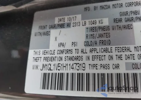 2017 Mazda Mazda6 Touring from USA, damaged, VIN JM1GL1V51H1147319